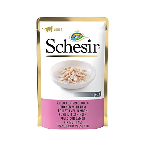 Schesir Cat Jelly Thunfisch und Huhn mit Schinken, Katzenfutter nass in Gelee, 20 Beutel x 85 g von Schesir