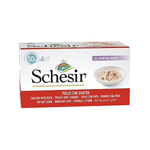 Schesir Cat Natural Hühnerfilet mit Ente, Katzenfutter nass, 8 x 6 Dosen x 50 g von Schesir