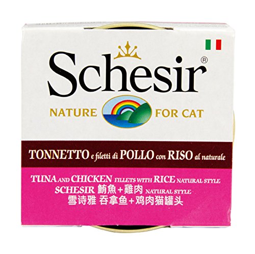 Schesir Cat Natural Thunfisch, Huhn und Reis, 14er Pack (14 x 85 g) von Schesir