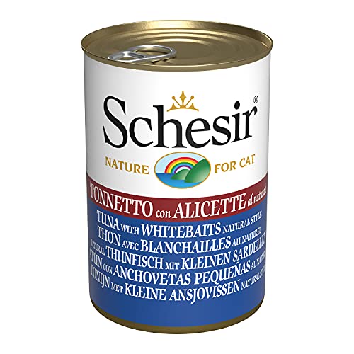 Schesir Cat Natural Thunfisch mit Sardellen, Katzenfutter nass, 24 Dosen x 140 g von Schesir