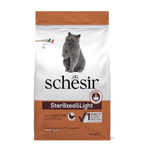 Schesir Cat Sterilized Huhn, Katzenfutter trocken für sterilisierte Katzen, Beutel, 1.5 kg von Schesir