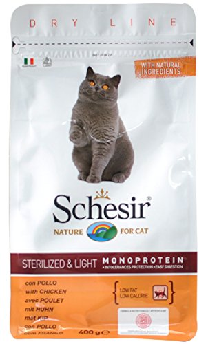 Schesir Cat Sterilized Huhn, Katzenfutter trocken für sterilisierte Katzen, Trockenfutter im Beutel, 1er Pack (1 x 400 g) von Schesir