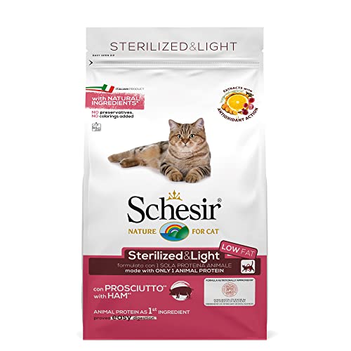 Schesir Cat Sterilized Schinken, Katzenfutter trocken für sterilisierte Katzen, Beutel, 1.5 kg von Schesir