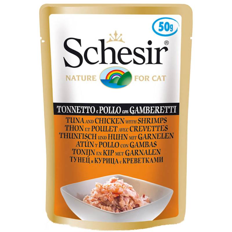 Schesir Cat Thunfisch, Huhn mit Garnelen 30x50g von Schesir