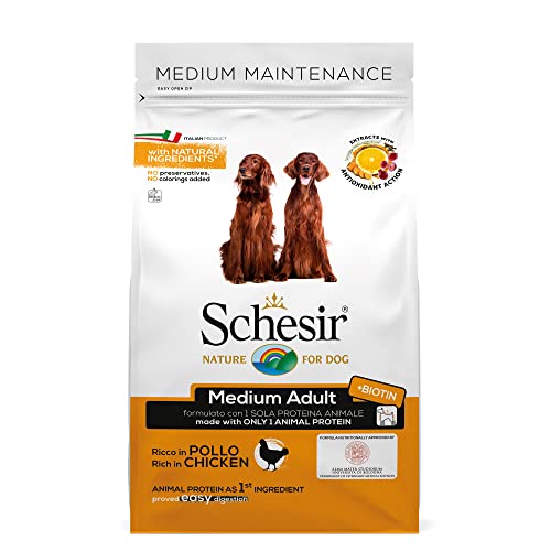 Schesir Dog Medium Maintenance Huhn, Hundefutter trocken für mittelgroßerRassen, Beutel, 3 kg von Schesir