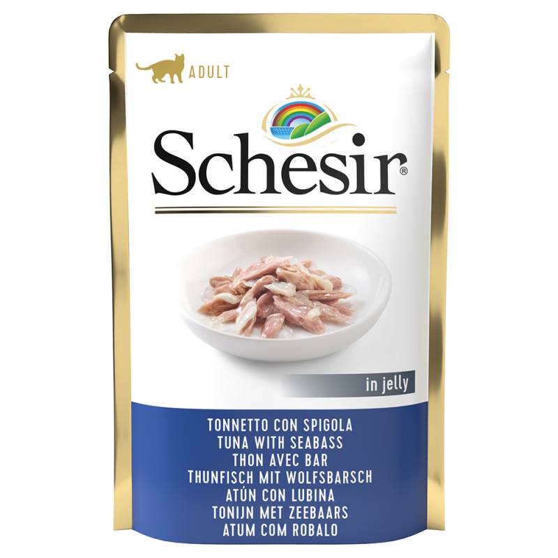 Schesir Jelly Pouch 6 x 85 g - Thunfisch mit Wolfsbarsch von Schesir