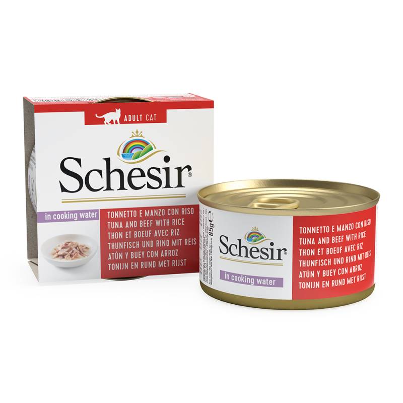 Schesir Natural mit Reis 6 x 85 g - Thunfisch & Rinderfilet mit Reis von Schesir