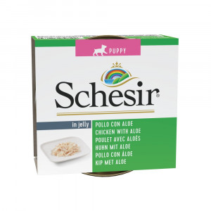 Schesir Puppy Huhn mit Aloe (Gelee) Nassfutter Hund (Dosen 150 g) 1 Palette (10 x 150 g) von Schesir