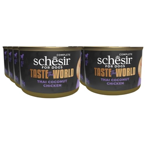 Schesir Taste The World Complete & Balanced Nassfutter für ausgewachsene Hunde, Thai-Huhn, Kokosnuss, 150 g x 8 Stück von Schesir