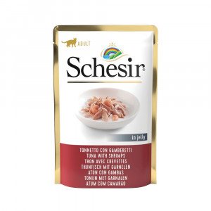 Schesir Thunfisch mit Garnelen (Gelee) Nassfutter Katze (Beutel 85 g) 1 Karton (20 x 85 g) von Schesir