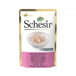 Schesir Huhn mit Schinken (Gelee) Nassfutter Katze (Beutel 85 g) 1 Karton (20 x 85 g) von Schesir