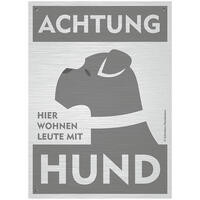 Warnschild [Motiv 6: Kurzhaar, Kippohr, kurze Schnauze - Grau] von Schilderhund