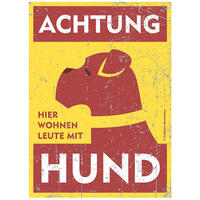 Warnschild [Motiv 6: Kurzhaar, Kippohr, kurze Schnauze - rot/gelb] von Schilderhund