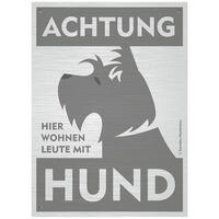 Warnschild [Motiv 7: Drahthaar, Stehohr - Grau] von Schilderhund