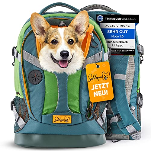 Schleppo Hunderucksack bis 9kg | Rucksack für Hunde | Extrem hoher Atmungsaktiver Hunde Rucksack zum Wandern, Nahverkehr & Co | Transport-Rucksack Wasserdicht (Grün, Einheitsgröße) von Schleppo