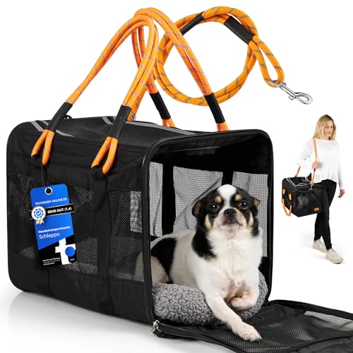 Schleppo Hundetasche für kleine Hunde 7kg [ATMUNGSAKTIV] - Hunde Transporttasche für Auto & Zuhause - Wasserdicht & Sicher - Auch ideal als Katzentransporttasche - transportbox Hund hundetransportbox von Schleppo