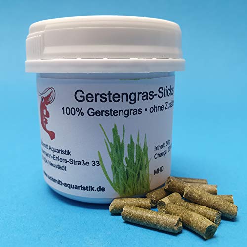 50g Futter Sticks für Garnelen in Schraubdose / 15 Sorten verfügbar/Welse, Krebse, Schnecken (Gerstengras) von Schmitt Aquaristik