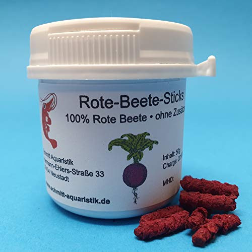 50g Futter Sticks für Garnelen in Schraubdose / 15 Sorten verfügbar/Welse, Krebse, Schnecken (Rote Beete) von Schmitt Aquaristik