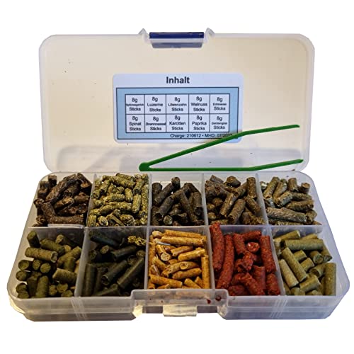 Futtersticks-Set für Garnelen und Krebse / 10x8g = 80g + Pinzette / 10 Sorten von Schmitt Aquaristik