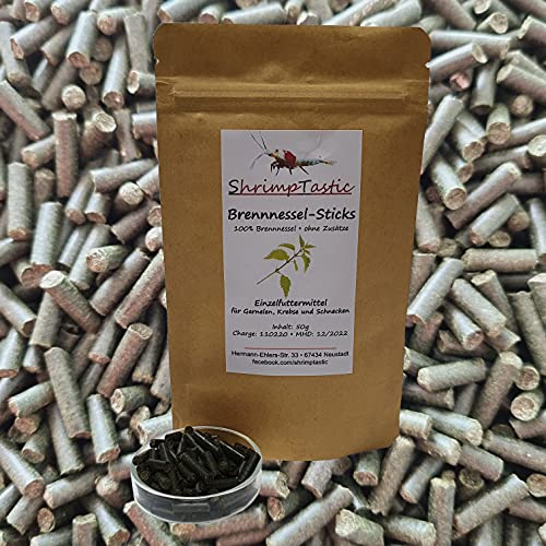 ShrimpTastic 50g Brennnessel Sticks/für Garnelen, Welse, Krebse, Schnecken/Futter von Schmitt Aquaristik