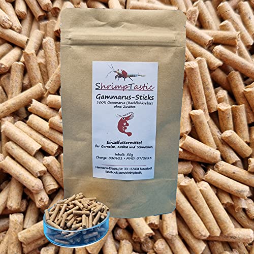 ShrimpTastic 50g Gammarus Sticks/für Garnelen, Welse, Krebse, Schnecken/Futter Bachflohkrebse von Schmitt Aquaristik