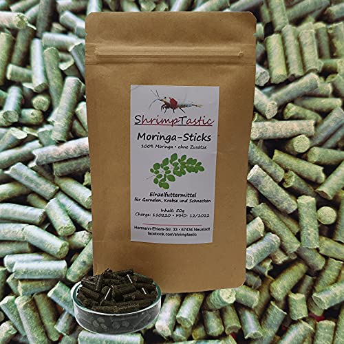 Schmitt Aquaristik Moringa Sticks für Garnelen, Welse, Krebse, Schnecken - 50g, Geschmacklos, Trocken aufbewahren von Schmitt Aquaristik