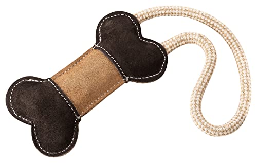 Schnüffelfreunde Hundespielzeug - Beißknochen Balu - mit Seil und Quietscher - Spielzeug für Hunde aus Leder von Schnüffelfreunde