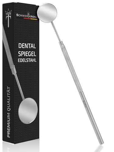 Schwertkrone Premium Dentalspiegel, Größe 4, Leicht Vergrößernder Mundspiegel, Rostfreier Edelstahl, Handlich & Desinfizierbar von Schwertkrone