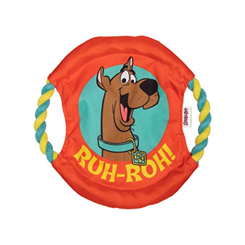 Scooby-Doo for Pets Ruh-Roh Hundefrisbee mit Seil | Rot, Blau, Gelb und Braun Stoff Frisbee für Hunde | Stoff Hundespielzeug für alle Hunde | Seilspielzeug für Hunde von Scooby-Doo!