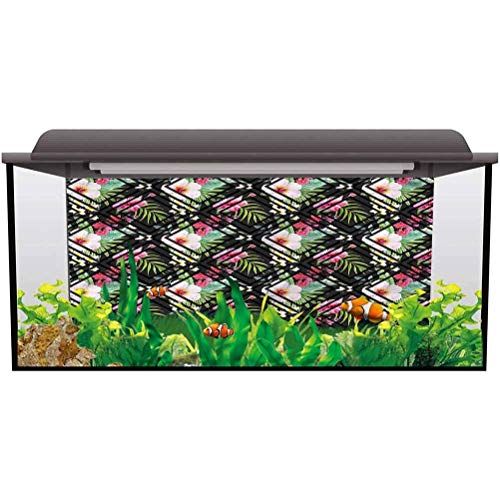 ScottDecor Aquarium-Aufkleber für Aquarium, tropisch, geometrischer Stil, botanischer PVC-Aufkleber, Bilder, Poster, Hintergrunddekoration, 122 x 61 cm (L x H) von ScottDecor