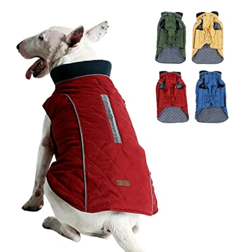 Wintermantel Warme Jacke für Hunde Katzen Haustiere Kaltes Wetter mit reflektierender Krempe (X-Large, Rot) von Scout & Friends