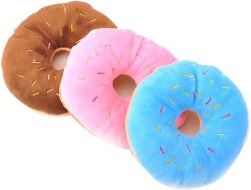 Quietschendes Hundespielzeug in Donut-Form, zufällige Farbe, für Welpen, Hunde, Katzen, Kätzchen, Kauspielzeug, robust und praktisch, einfaches und anspruchsvolles Design von Seadiquiet