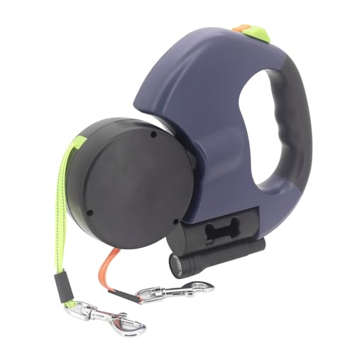 Seahelms 3M Doppel Einziehbare Hundeleine, mit Rutschfestem Griff Hundeleine mit LED Licht Reflektierend Walking Pet Leinen für Kleine Hunde oder Katzen von Seahelms