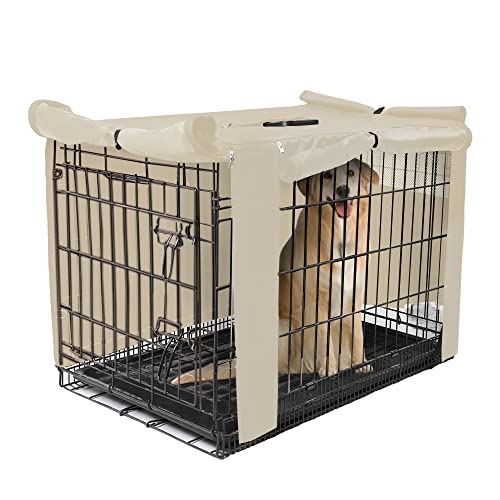 Seamander Hundekäfig-Abdeckung, langlebig, Polyester, universelle Passform für 45,7–121,9 cm Draht-Hundekäfige (61 cm, Beige) von Seamander