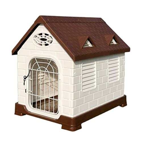 Hundehütte mit Tür, Kunststoff, wasserdicht, belüftet, für Haustiere, Welpen, Hundehütte, Hundehütte mit Lüftungsschlitzen, große Kiste für jedes Wetter, perfekt von Seamue