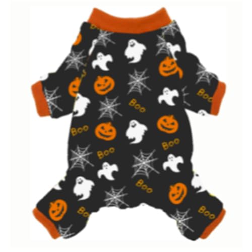 Halloween-Pyjama für kleine Hunde, Samt, Chihuahua, Yorkie, Hundekleidung, Outfit, Pullover, Skelett-Hunde-Pjs, Haustierkleidung, Welpen-Hunde-Outfits, Jumpsuits, Geister-Spinnennetz und von Sebaoyu