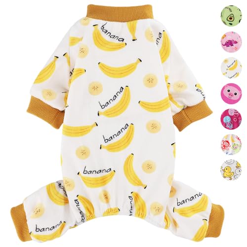 Hunde-Pyjama, Yorkie-Pyjama, Chihuahua-Schlafanzug, dehnbar, Bananen-Design, Haustierbekleidung, Größe XS, Hundekleidung für Teetasse, Nachtwäsche für kleine Hunde, Welpenkleidung, Hundeoverall von Sebaoyu