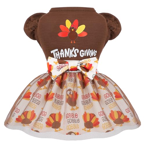 Hundekleid für kleine Hunde, Truthahn, niedliches Geschenk für Thanksgiving, Größe M von Sebaoyu