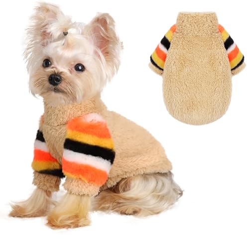 Sebaoyu Hundepullover mit Regenbogen-Patchwork-Ärmeln in Khaki (Khaki, XXS) von Sebaoyu