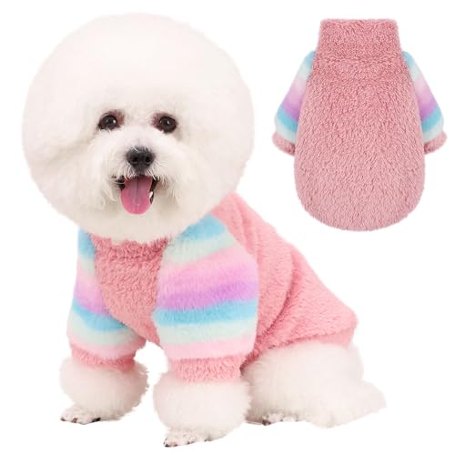 Sebaoyu Hundepullover mit Regenbogenärmeln, Patchwork-Design, Rosa, Größe XXS von Sebaoyu