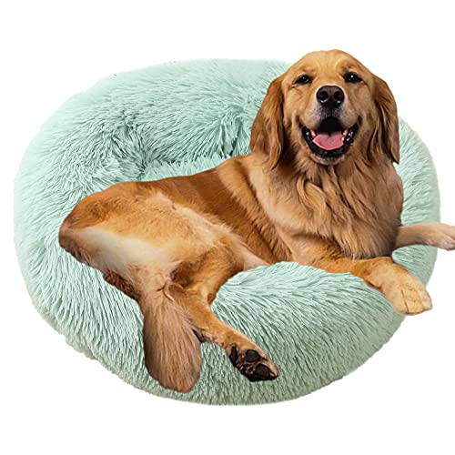 Sedefen Hundebett Rund Plüsch Flauschige Hundekissen Hundesofa Katzenbett,Waschbar rutschfest,Haustier Hundebett für Hunde und Katzen,Grün,Durchmesser 100cm von Sedefen