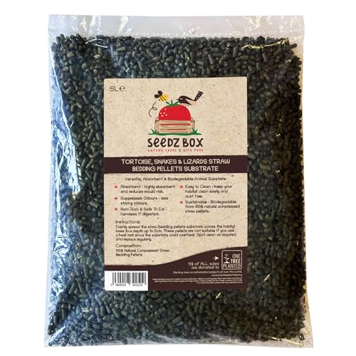 Beetpellets für Schildkröten, Eidechsen und Schlangen, 5 l, sehr saugfähiges Substrat, unterdrückt Gerüche, ungiftig und sicher zu essen, natürlich, biologisch abbaubar, Pflanzenfresser-Einstreu für von Seedzbox