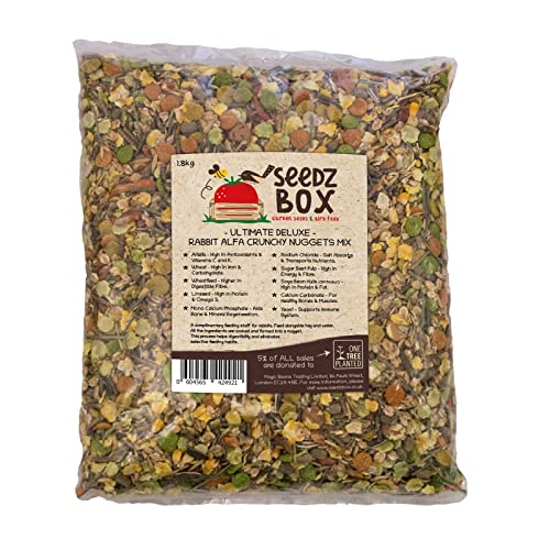 Seedzbox Kaninchenfutter für Knusperfutter Getreide und Gemüsemischung 1.8kg, natürliches Futter für Hasen, enthält getrocknetes Gras, Rabbit Food von Seedzbox