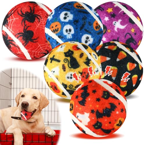 Seenelling Quietschende Halloween-Tennisbälle für Hunde, interaktive Hundebälle für kleine, mittelgroße und große Hunde, zum Zahnen, langlebig, 6,3 cm, Apportierspielzeug für aggressives Kautraining, von Seenelling