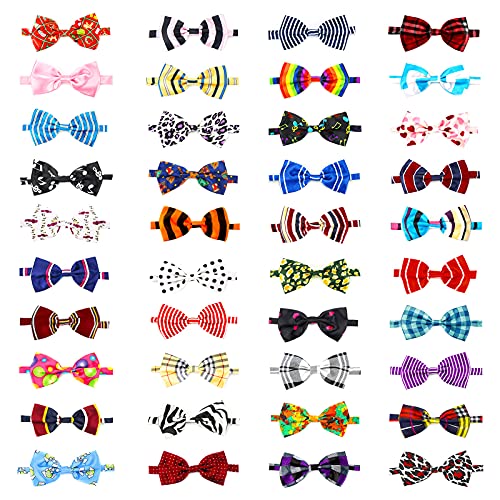 Dog Grooming Collar Bows, Segarty 40 Packs Bulk Pet Bow Ties with Adjustable Dog Bowtie Collar for Small Medium Dogs von Segarty