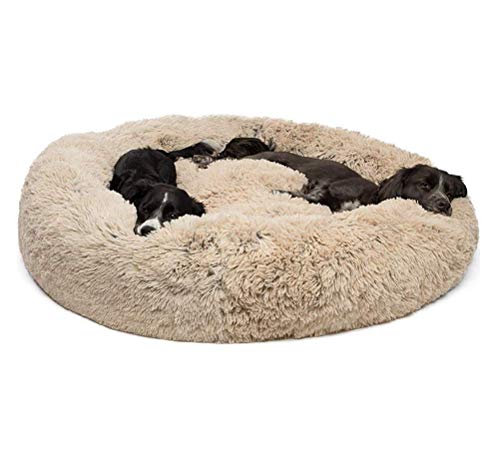 Segle Luxus-Shag Fuax Donut Cuddler Höhlenbett für kleine,Mittelgroße und Große Hunde-55 * 55 * 18 cm von Segle