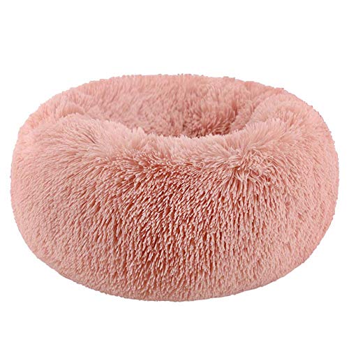 Snug Comfort Hundebett, Donut-Bett für Katzen und kleine mittelgroße Hunde, mit weichem Kissen, runde Nisthöhle, selbstwärmend und gemütlich für verbesserten Schlaf, Größe L (80 x 80 x 20 cm), Beige) von Segle