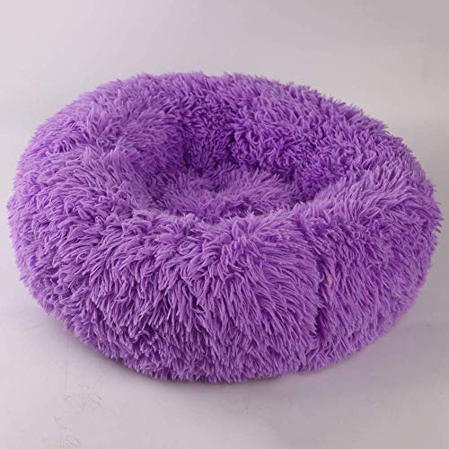 Snug Comfort Hundebett, Donut-Bett für Katzen und kleine mittelgroße Hunde, mit weichem Kissen, runde Nisthöhle, selbstwärmend und gemütlich für verbesserten Schlaf, Größe L (80 x 80 x 20 cm), Violett von Segle