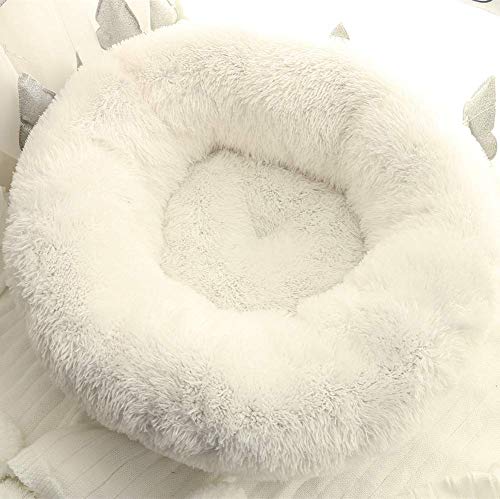 Snug Comfort Hundebett, Donut-Bett für Katzen und kleine mittelgroße Hunde, mit weichem Kissen, runde Nisthöhle, selbstwärmend und gemütlich für verbesserten Schlaf, L (80 x 80 x 20 cm), weiß von Segle