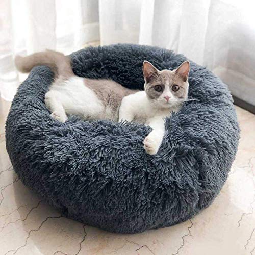 Snug Comfort Hundebett, Donutbett, Haustierbett für Katzen und kleine mittelgroße Hunde, kuschelig mit weichem Kissen, rund, Nisthöhle, selbstwärmend und gemütlich für besseren Schlaf von Segle